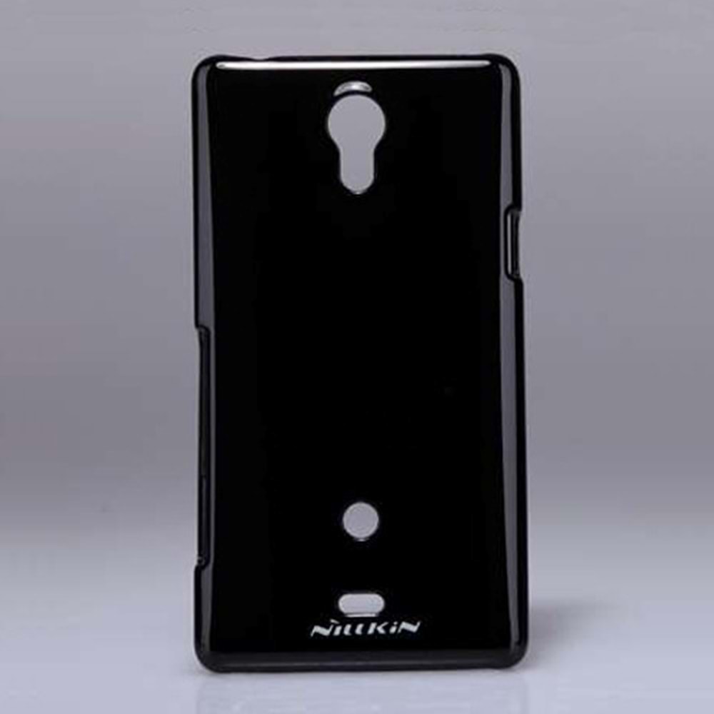 Sony Xperia T LT30p Nillkin Marka Parlak Sert Kauçuk Kılıf - Siyah