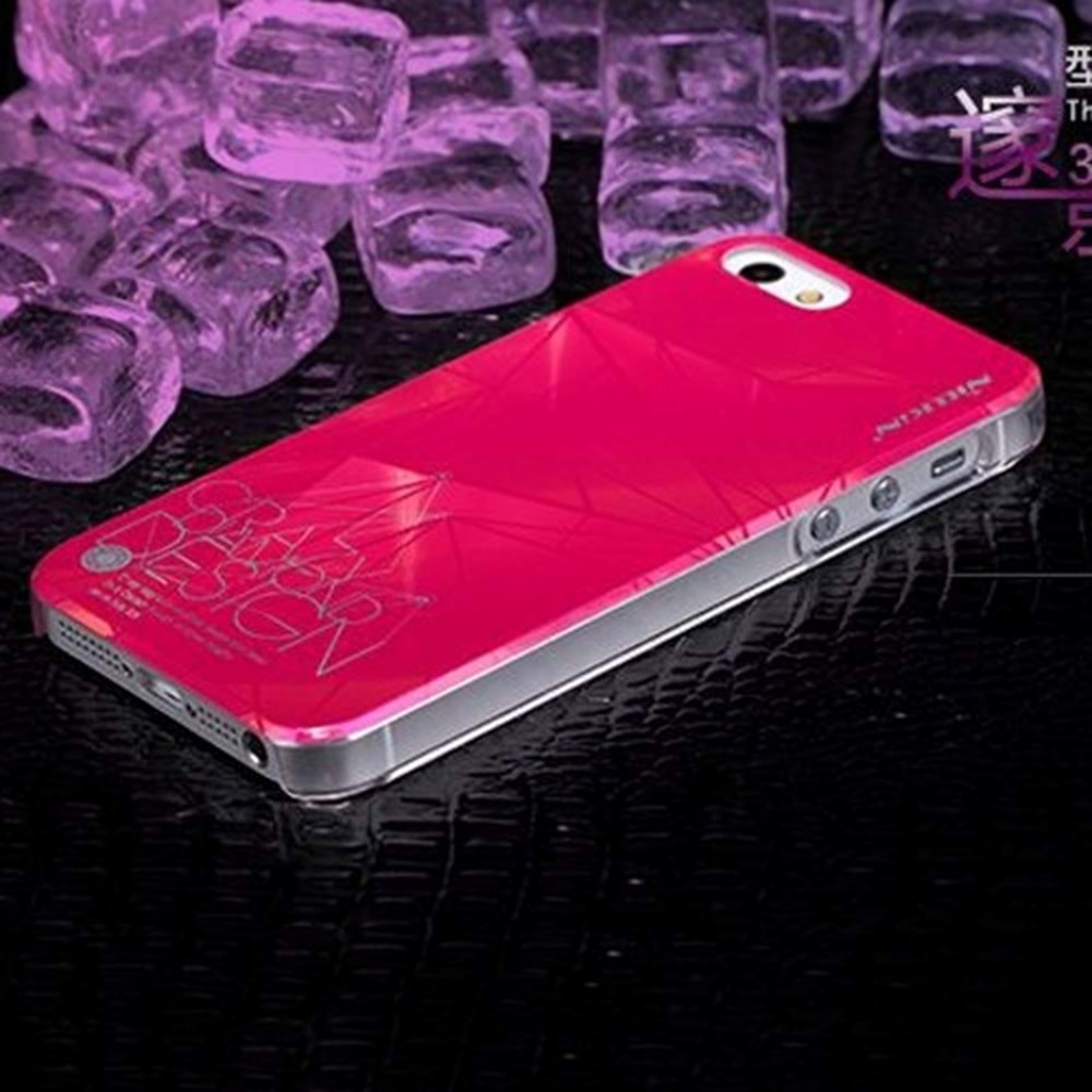 Apple iPhone SE/5S/5 Nillkin Marka Sert Kauçuk Kılıf (3D Shadow) - Koyu Pembe
