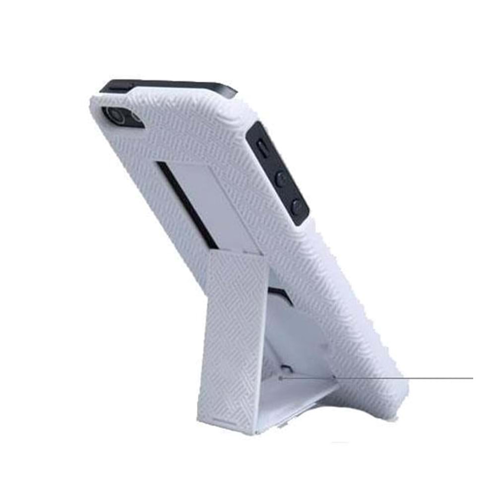 OUTLET Apple iPhone SE/5S/5 ile Uyumlu Nillkin Standlı Sert Kauçuk Kılıf - Beyaz (BU ÜRÜN OUTLETTİR )