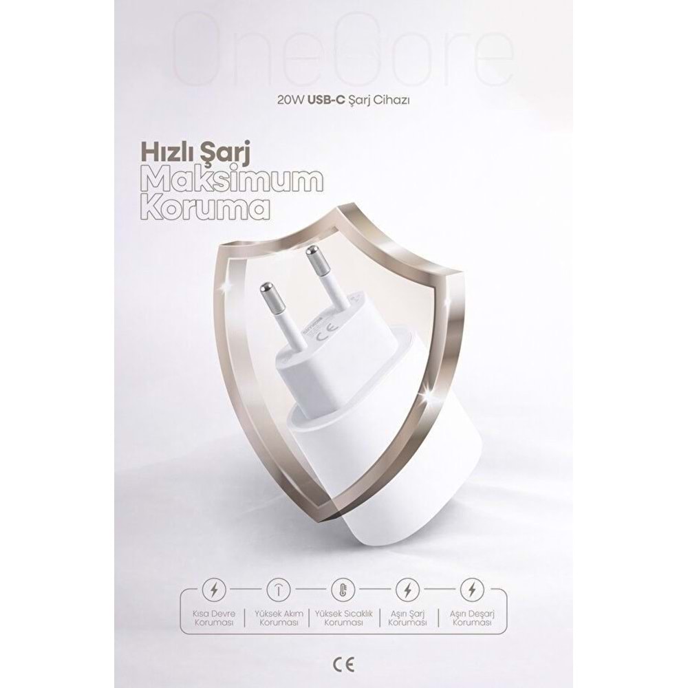 PDAteknoloji 20W USB-C Şarj Adaptörü Beyaz (3 Yıl Garantili)