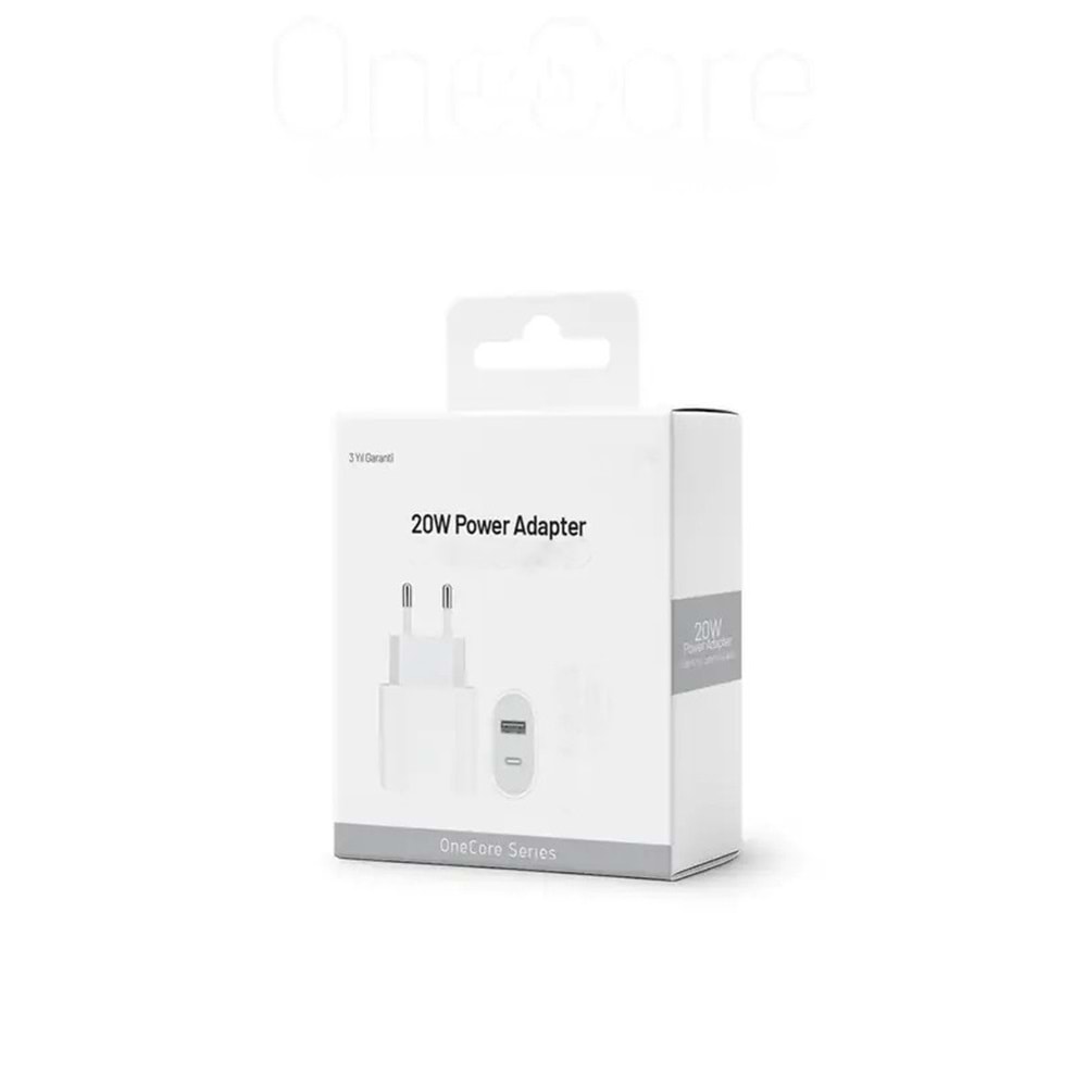 PDAteknoloji 20W USB-C ve USB-A Çift Girişli Şarj Adaptörü Beyaz (3 Yıl Garantili) SPS-16