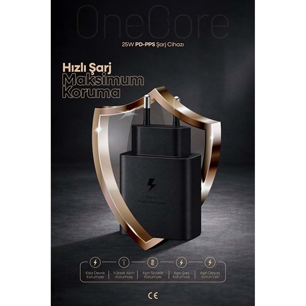 PDAteknoloji 25W USB-C PD-Pps Super Hız Şarj Adaptörü Siyah (Kablosuz) (3 Yıl Garantili)