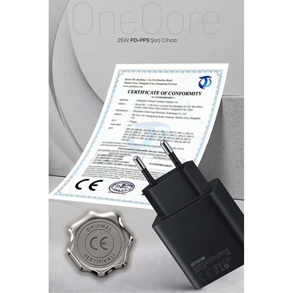 PDAteknoloji 25W USB-C PD-Pps Super Hız Şarj Adaptörü Siyah (Kablosuz) (3 Yıl Garantili)