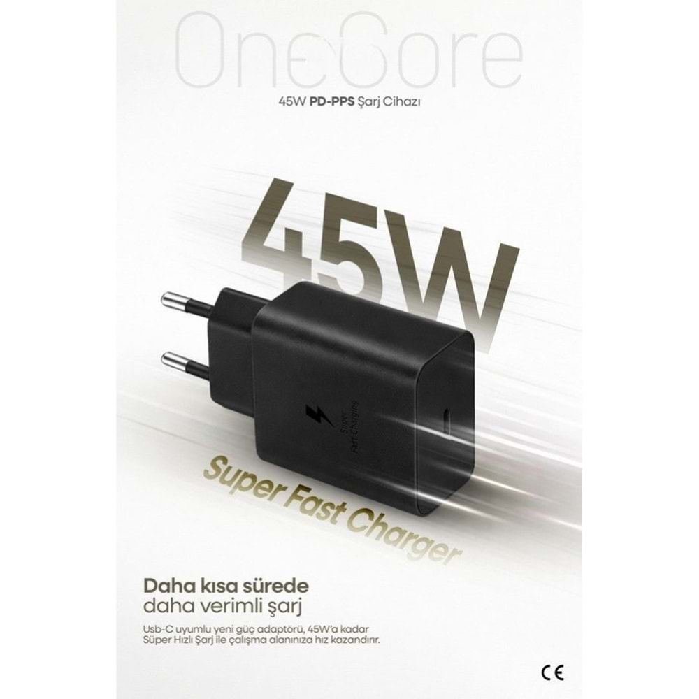 PDAteknoloji 45W USB-C PD-Pps Super Hız Şarj Adaptörü Siyah (Kablosuz) (3 Yıl Garantili)
