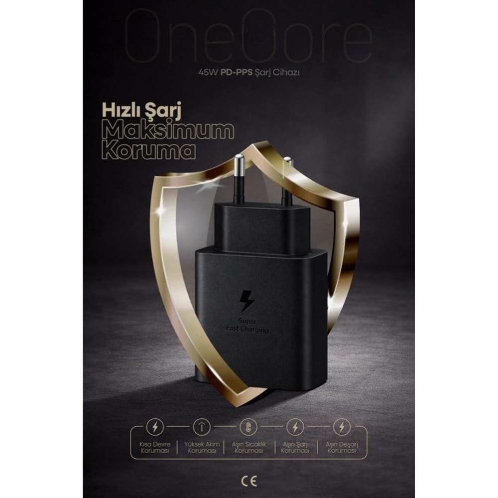 PDAteknoloji 45W USB-C PD-Pps Super Hız Şarj Adaptörü Siyah (Kablosuz) (3 Yıl Garantili)