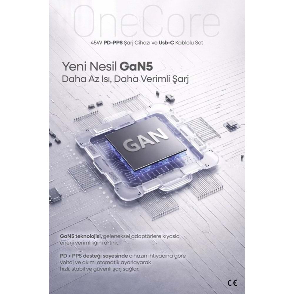 PDAteknoloji 45W USB-C PD-Pps Super Hız Şarj Adaptörü ve 1m 5A Type-C to Type-C Kablo Siyah (3 Yıl Garantili)