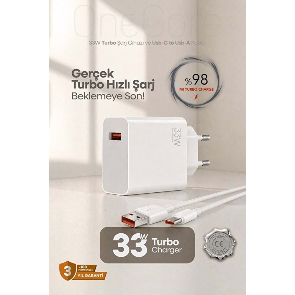 PDAteknoloji 33W Turbo Hızlı Şarj Adaptörü Beyaz (3 Yıl Garantili)
