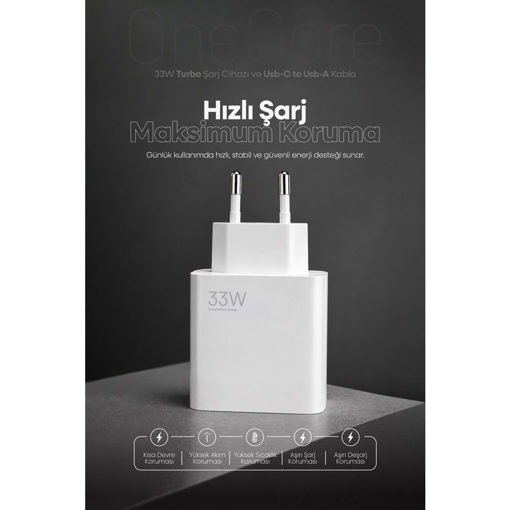 PDAteknoloji 33W Turbo Hızlı Şarj Adaptörü Beyaz (3 Yıl Garantili)