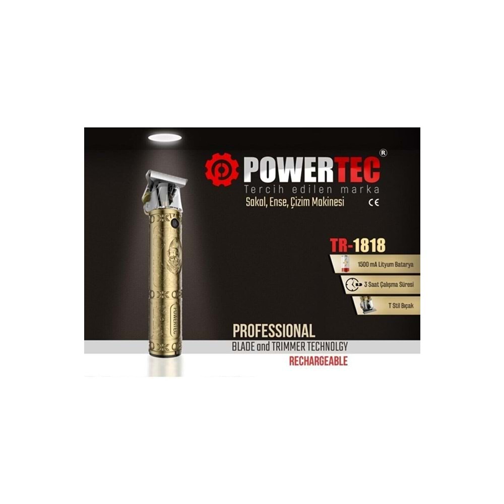 Powertec TR-1818 Ense Sakal Çizim Tıraş Makinesi (T-Bıçak)