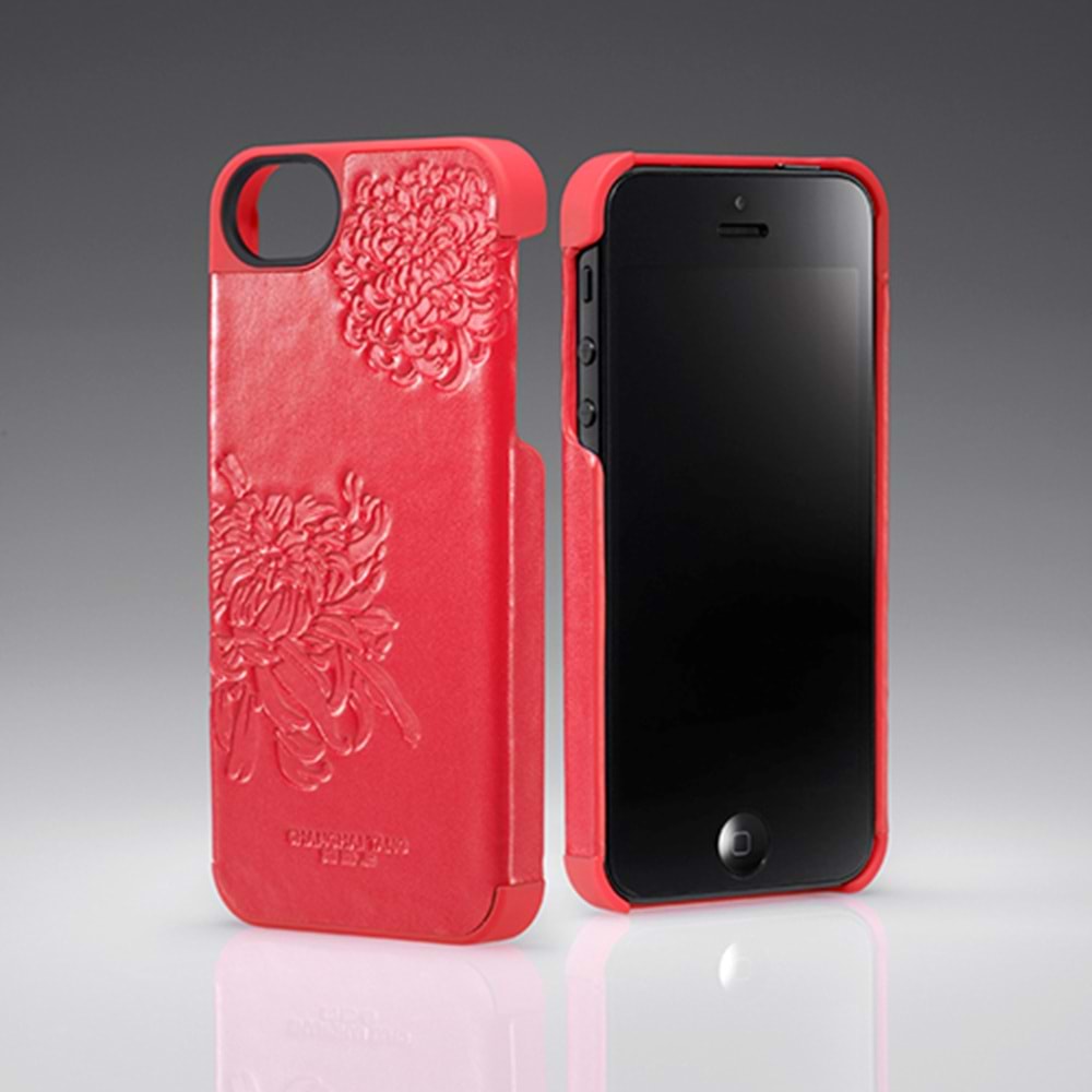 Shanghai Tang iPhone SE/5S/5 Deri Kaplamalı Sert Kılıf - Chrysanthemum (ST-508)
