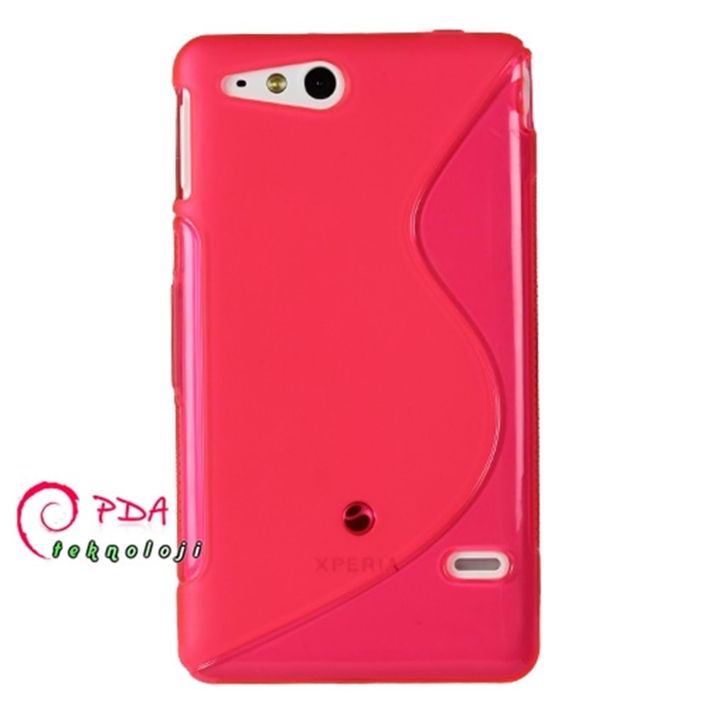 Sony Xperia Go S Desenli Şeffaf Silikon Kılıf - Pembe Renk