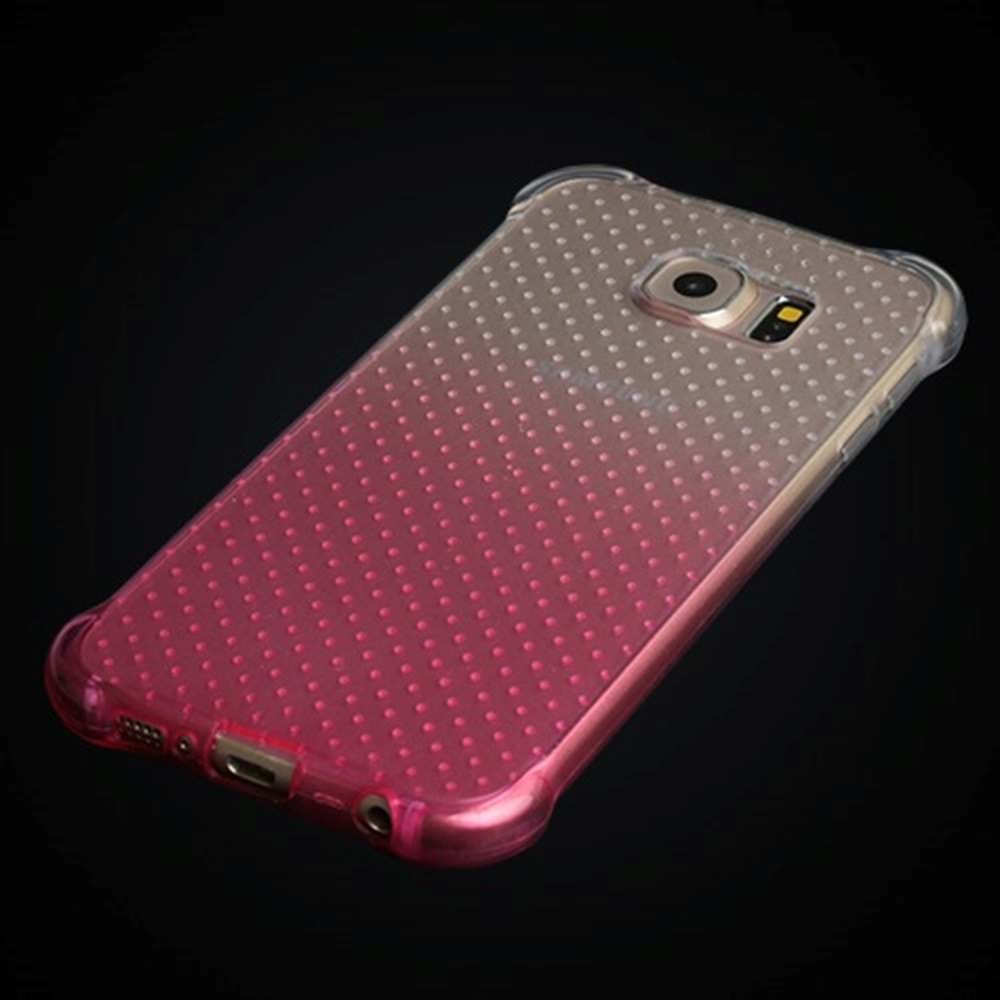 Samsung Galaxy S6 Kılıf Ultra Koruma Şeffaf Silikon Kılıf - Pembe