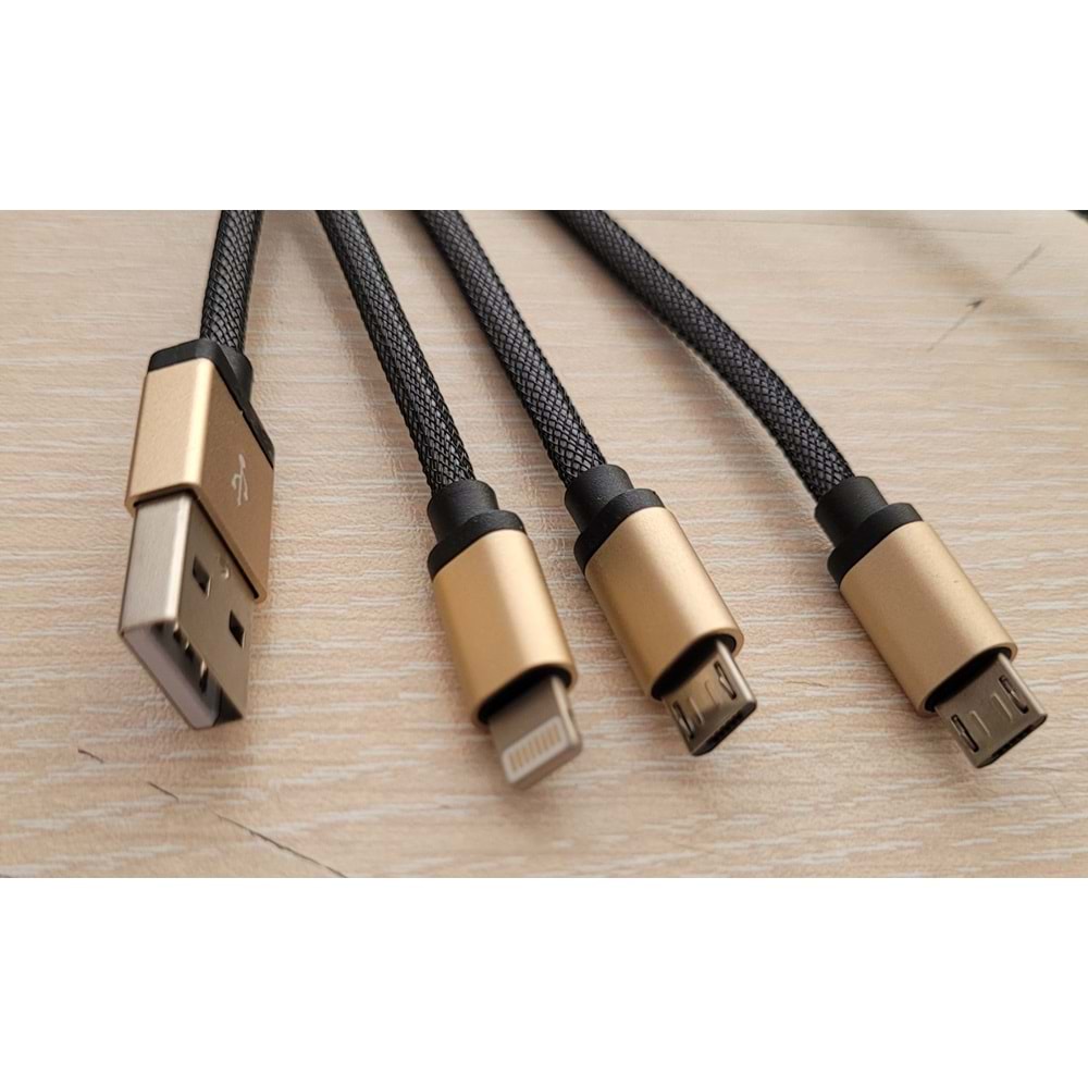 Earldom 2 adet Micro USB + 1 adet Lightning Şarj Kablosu 1.2 M Gümüş
