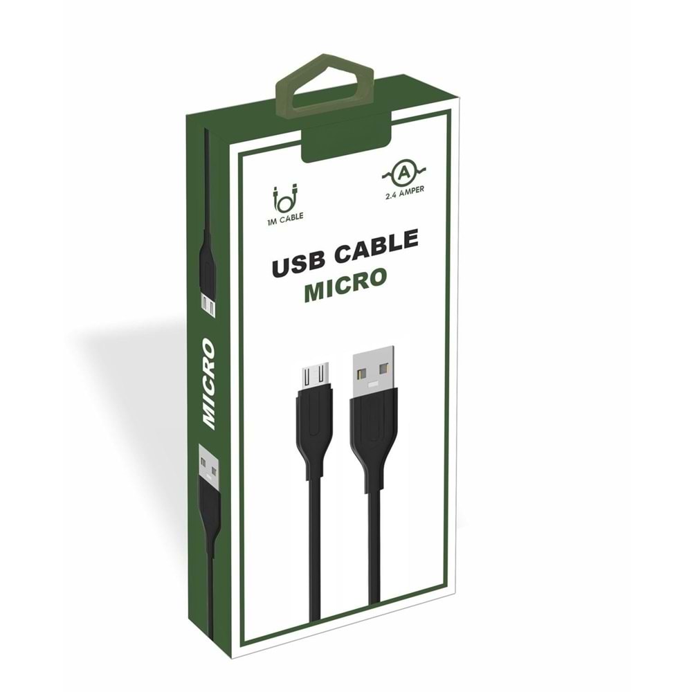 PDAteknoloji Yetty 2.4A Micro USB Kablo 1m Siyah YKB-01S (Yerli Üretim)