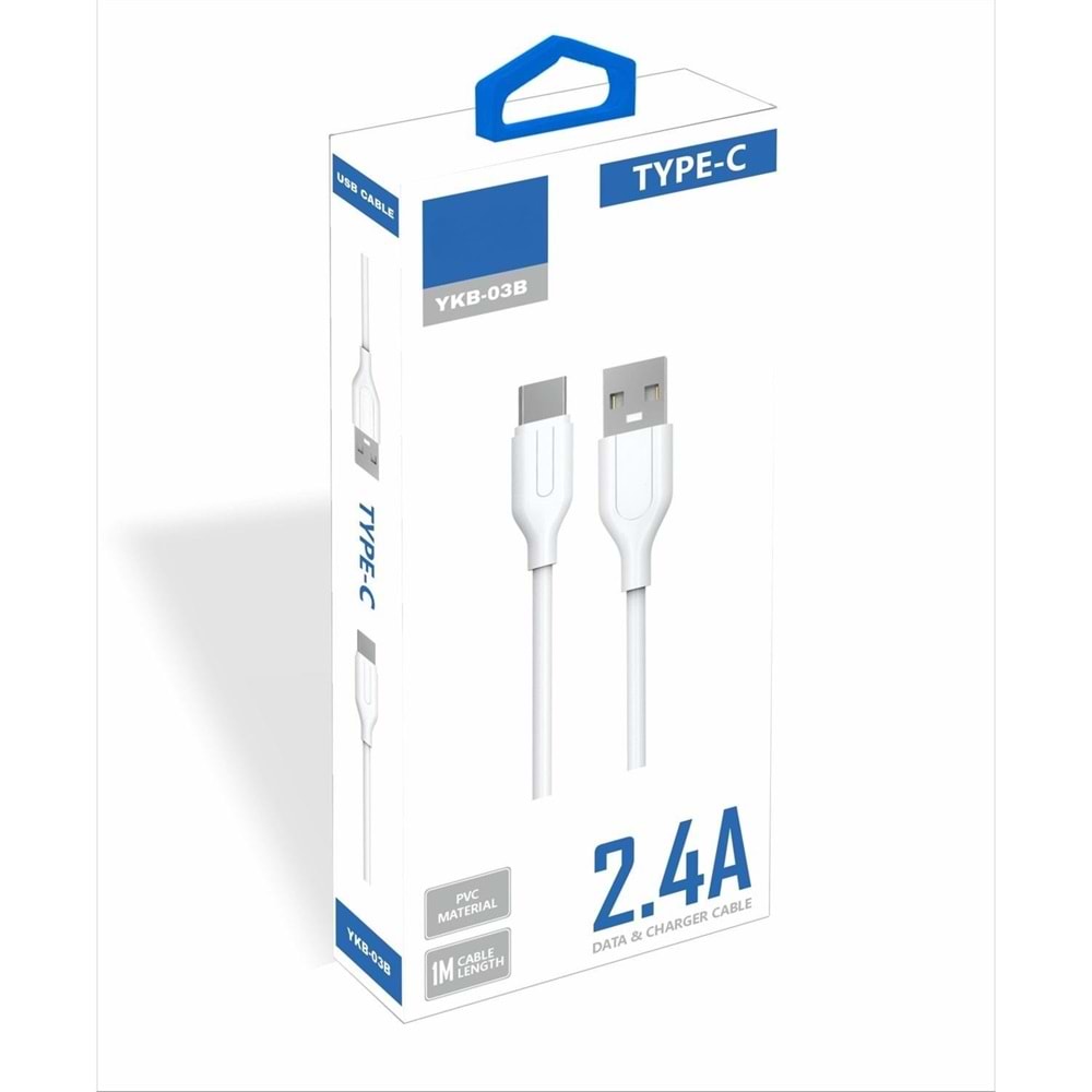 PDAteknoloji Yetty 2.4A Type-C Data ve Şarj Kablosu 1m Siyah YKB-03B (Yerli Üretim)