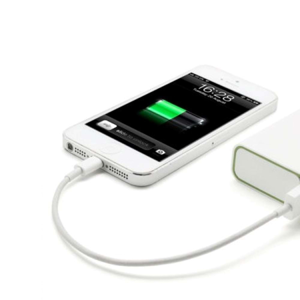 PDAteknolji Yetty Lightning ile Uyumlu Kısa Hızlı Powerbank Şarj ve Data Kablosu 2.1A Beyaz 20cm