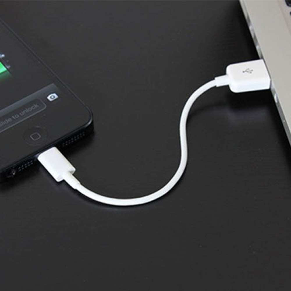 Yetty Lightning Kısa Hızlı Powerbank Şarj ve Data Kablosu 2.1A Beyaz 20cm