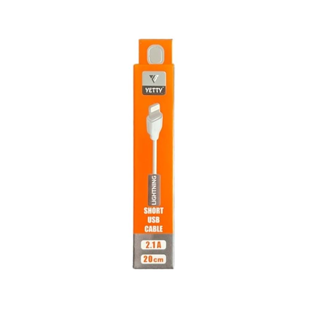 Yetty Lightning Kısa Hızlı Powerbank Şarj ve Data Kablosu 2.1A Beyaz 20cm