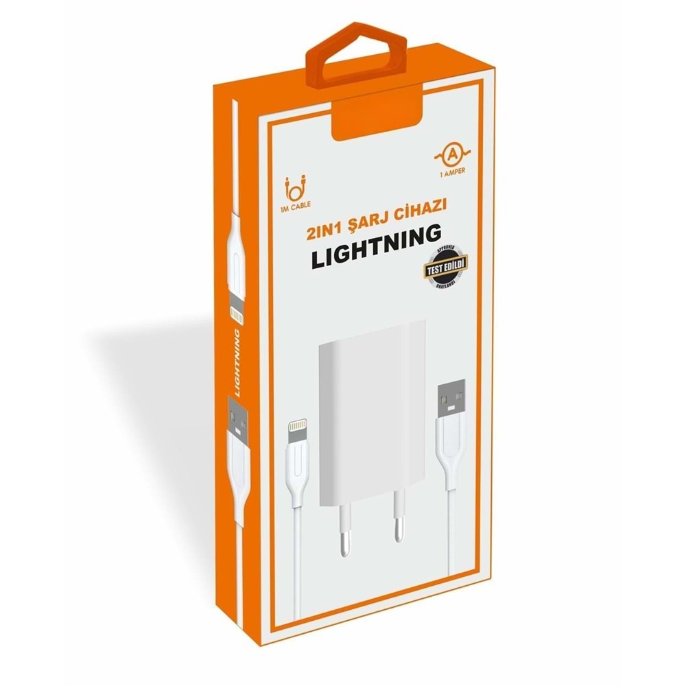 PDAteknoloji Yetty 2 in 1 Şarj Cihazı + 1m Lightning Kablo YT-20L (Yerli Üretim)