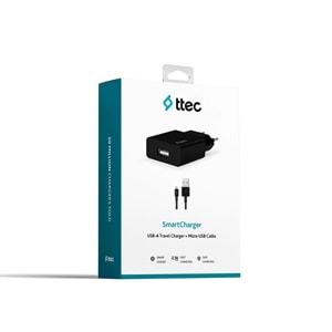 Ttec SmartCharger 2.1A Seyahat Şarj Aleti + Micro USB Kablo 2SCS20MS - Siyah