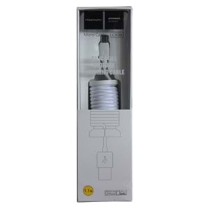 Powerway Micro USB Hızlı Şarj Kablosu Örgülü 1.1M - CX09 Beyaz