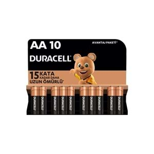 Duracell LR6/MN1500 Kalem Pil 1.5V ALKALINE 10'lu AA