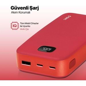 Ttec ChargeUp LCD 20.000 mAh Taşınabilir Hızlı Şarj Aleti/Powerbank Gül Kurusu 2BB211GK