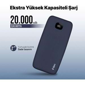 Ttec ChargeUp LCD 20.000 mAh Taşınabilir Hızlı Şarj Aleti/Powerbank Lacivert 2BB211L