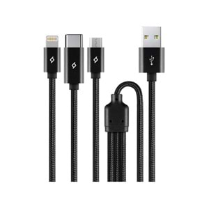 Ttec Alumicable Trio Şarj Kablosu Type-C,Lightning,Micro USB 100 cm Siyah-2DK39S