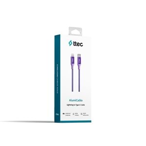 Ttec AlumiCable Type-c Lightning Hızlı Şarj Kablosu 150cm 2DK41MR Mor