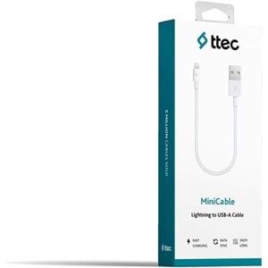 Ttec Mini Cable 30 cm Lightning Data ve Şarj Kısa Kablo Beyaz 2DK7512B