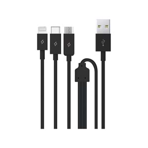 Ttec Trio Şarj Kablosu Type-C,Lightning,Micro USB 120cm Siyah - 2DK7521S