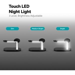 ttec AirCharger Quattro M MagSafe Uyumlu iPhone+AppleWatch+AirPods LED li Kablosuz Hızlı Şarj Standı Siyah 2KS26S
