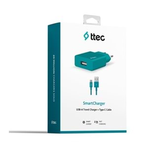 Ttec Smartcharger Seyahat Şarj Aleti 2.1A + Type-C Kablo Turkuaz - 2SCS20CTZ