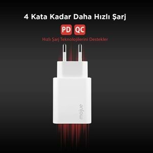 Mojue by Ttec MS13 Duo PD 32W Seyahat Hızlı Şarj Aleti USB-C+USB
