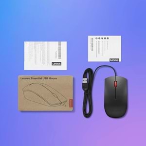 Lenovo Essential 3 Düğmeli, Kablolu USB Mouse Siyah 4Y50R20863