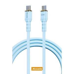 PDAteknoloji Azeada Linshion Serisi 60W Type-C to Type-C Hızlı Şarj ve Data Kablosu 1m Mavi AZ-B07AM