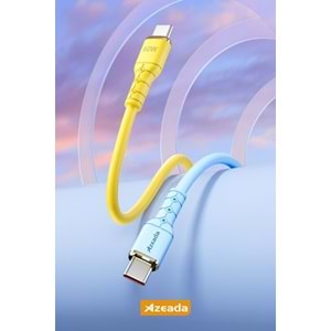 PDAteknoloji Azeada Linshion Serisi 60W Type-C to Type-C Hızlı Şarj ve Data Kablosu 1m Mavi AZ-B07AM