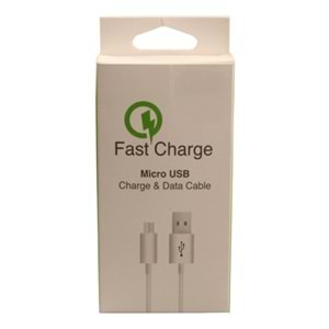 PDAteknoloji Micro Usb 1m Hızlı Şarj ve Data Kablosu - Beyaz BYZMC-01B