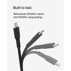 Belkin Boost Charge Örgülü USB-C, Hızlı Şarj Cihazı, USB-C Şarj Kablosu