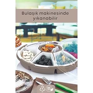 PDAteknoloji 7 Bölmeli Lilyum Kahvaltı ve Çerez Seti Bej