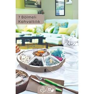 PDAteknoloji 7 Bölmeli Lilyum Kahvaltı ve Çerez Seti Bej