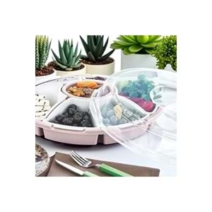 PDAteknoloji 7 Bölmeli Lilyum Kahvaltı ve Çerez Seti Pembe