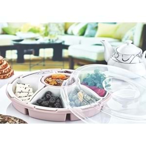 PDAteknoloji 7 Bölmeli Lilyum Kahvaltı ve Çerez Seti Pembe