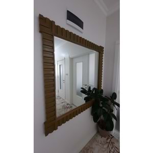 PDAteknoloji Ahşap Çerçeveli Dekoratif Kahverengi Ayna 119 x 119 cm