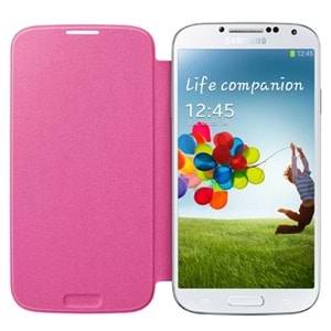 Samsung i9500 Galaxy S4 Orjinal Flip Cover Kılıf - Pembe EF-FI950BPEGWW