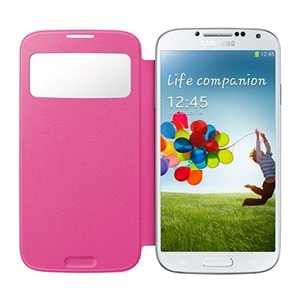 Samsung i9500 Galaxy S4 Orjinal S View Cover Kılıf - Pembe EF-CI950BPEGWW
