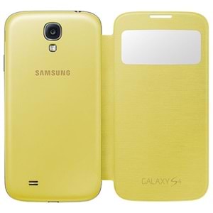 Samsung i9500 Galaxy S4 Orjinal S View Cover Kılıf - Sarı EF-CI950BYEGWW