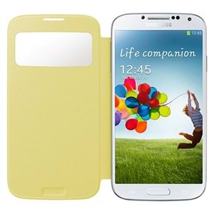 Samsung i9500 Galaxy S4 Orjinal S View Cover Kılıf - Sarı EF-CI950BYEGWW