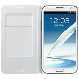 Samsung Galaxy Note 2 Kılıf Orjinal Flip Wallet - Beyaz EF-NN710BWEGWW